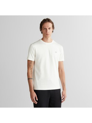 Gant Erkek Krem Relaxed Fit Bisiklet Yaka T-Shirt