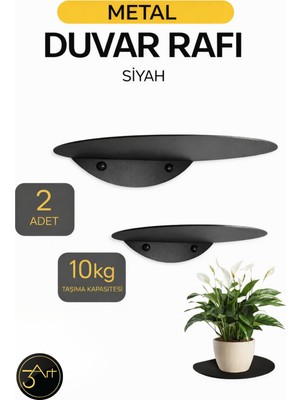 3art Metal Dekorasyon 2'li Set Metal Duvar Rafı Siyah - Modern Minimal Dekoratif Raf