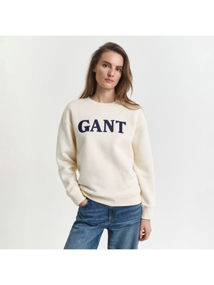 Gant Kadın Krem Relaxed Fit Bisiklet Yaka Sweatshirt