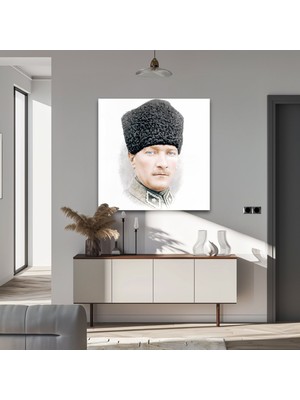 Myphotostation Atatürk Tasarımlı Dekoratif Temperli Cam Tablo, Modern Uv Baskılı Duvar Tablosu, Salon ve Ofis Için Şık Duvar Dekoru