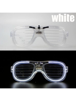 Jet Sepet Beyaz LED Işıklı Parti Gözlüğü - Neon 3 Modlu