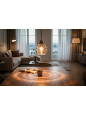 Ömür Avize Harman Eskıtme Gold Kasa Bal Camlıı Avize