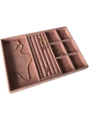 Megass Dekor Lizbon Model Süet Kaplama Pembe Renk 24/34 cm Takı Sergileme Standı