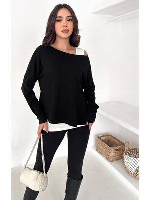 Açık Omuz Detaylı Atletli Salaş Bluz