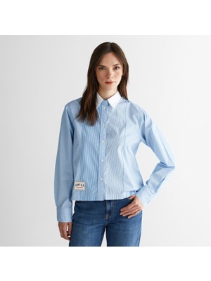 Gant Kadın Mavi Klasik Yaka Çizgili Gömlek