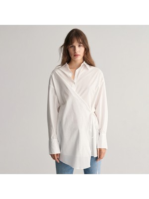 Gant Kadın Beyaz Oversize Fit Klasik Yaka Gömlek
