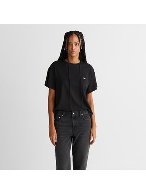 Gant Kadın Siyah Regular Fit Bisiklet Yaka T-Shirt