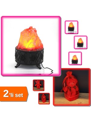 Hereveoyuncak Alevli LED Lamba + Kırmızı Hediyelik Kese Içinde Ayıcık - 2li Set Q0Z5R6