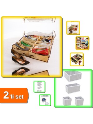 Hereveoyuncak Shoes Under 12 Bölmeli Ayakkabı Çantası + Organizer 4lü Set - 2li Set GHI789