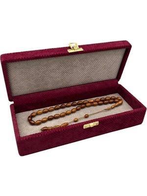 Megass Dekor Yeni Kapaklı Keten Kumaş Bordo 25 cm / 10 cm Tesbih Sergileme Kutusu