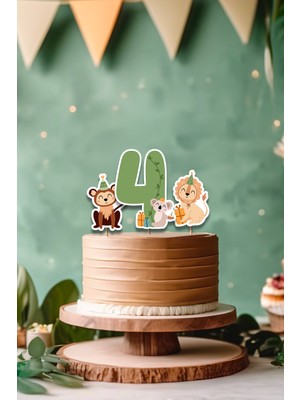 Niksy Design Safari Temalı 4 Yaş 3’lü Pasta Süsü