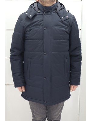 Marco Muratti Fistan Store Erkek Spor Kesim Rahat Kalıp Hakim Yaka Kapüşonlu Fermuar ve Çıtçıt Kapamalı Kışlık Mont