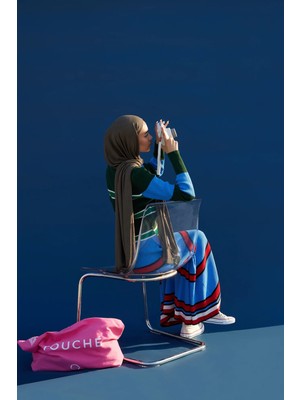 JOOQSTORE Çok Renkli Çizgili Triko Elbise