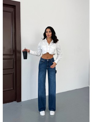 Noa Line Yüksek Bel Wide Leg Şerit Detaylı Kadın Pantolon