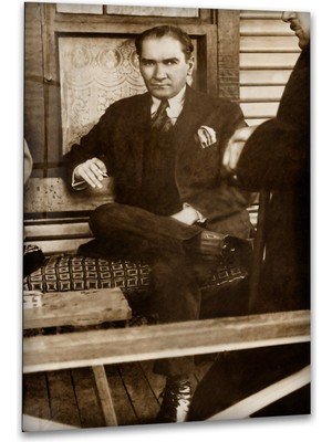 Myphotostation Mustafa Kemal Atatürk Cam Tablo, Uv Baskılı Temperli Cam Duvar Tablosu, Salon Yatak Odası Ofis Duvar Dekoru