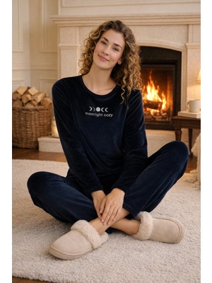 Remsa Kadın Kadife Kumaş Pijama Takımı 13165-2538 LACIVERT01