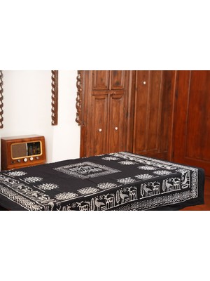 El Baskı Pamuklu Masa Örtüsü