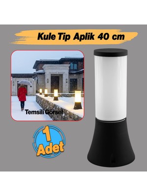 Badem10 Plastik Sokak Bahçe Set Üstü Aplik (40 Cm) Lamba Aydınlatma Bahçe Duvar Armatür E27 Duy Uyumlu