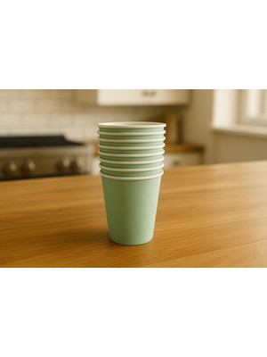 Karton Bardak 8 Oz 50'li Kahve Çay Kağıt Bardak Yeşil(Mint)