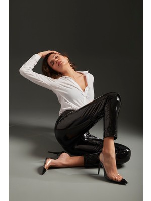 Ayakkabı Prensi Hersheys Şeffaf Detaylı Siyah 10 cm Kadın Stiletto, Topuklu Ayakkabı