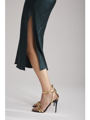 Ayakkabı Prensi Enzo Bilekten Bantlı Siyah Gold