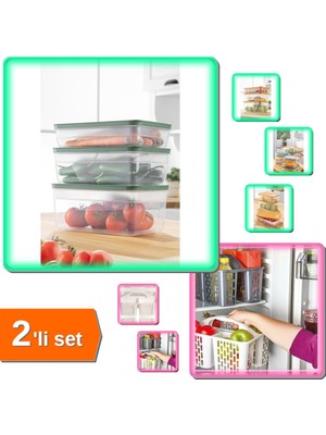 Hereveoyuncak Tupper Model Mikrodalga Vakumlu Buzluk Saklama Kabı 3,8 Lt + Gri Düzenleyici Sepet - 2li Set M5Z5X9