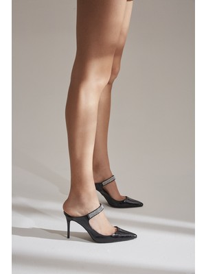 Ayakkabı Prensi Minerva Stiletto Taş Detaylı Siyah