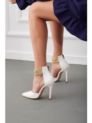Ayakkabı Prensi Tokyo Beyaz Mat 10 cm Kadın Stiletto, Topuklu Ayakkabı