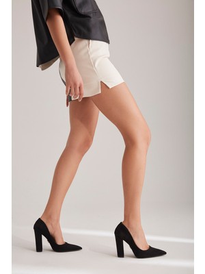 Ayakkabı Prensi Amarok Kalın Topuk Siyah Suet 10 cm Kadın Stiletto, Topuklu Ayakkabı