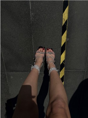 Ayakkabı Prensi Evie Bilekten Bağcıklı Taş Detaylı Siyah Rugan 11 cm Kadın Klasik Platform Topuklu Ayakkabı