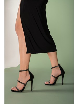 Ayakkabı Prensi Alexia Siyah Rugan 10 cm Kadın Klasik Topuklu Ayakkabı