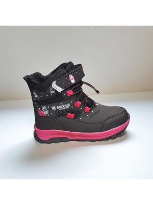 Kız Çocuk Siyah Pembe Kışlık Kar Botu - Su Geçirmez & Içi Kürklü ❄️