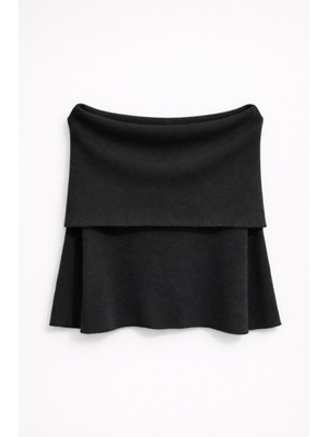 Mixray 7009 Kadın Madonna Yaka Triko Bluz Siyah