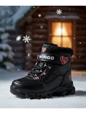 Ngo Su Geçirmez Kürklü Kalp Detaylı Çocuk Kar Botu