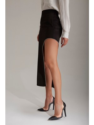 Ayakkabı Prensi Sofia Şeffaf Detaylı Siyah Mat 10 cm Kadın Stiletto, Topuklu Ayakkabı