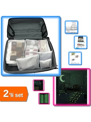 Hereveoyuncak 6 Parça Anne Bebek Hastane Çantası Düzenleyici + Fosforlu Yıldız Tozu Etiketleri - 2li Set Y1K8K7