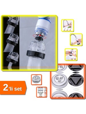 Hereveoyuncak Filtreli Su Tasarruflu Oynar Musluk Başlığı + Kablosuz Spot Lamba - 2li Set Zımbl3