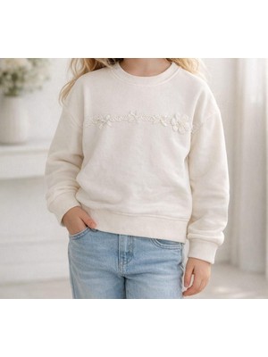 Little Star Kız Çocuk Dantel Detaylı 3 Iplik Sweatshirt (4–8 Yaş)