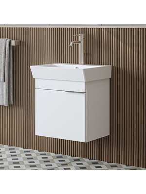 Roomart Likya Ayaksız Tek Kapaklı Lavabolu 49 cm Banyo Dolabı Alt, Mini Lavabolu Alt Banyo Dolabı