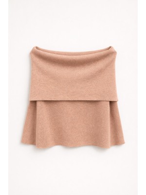 Mixray 7009 Kadın Madonna Yaka Triko Bluz Vizon