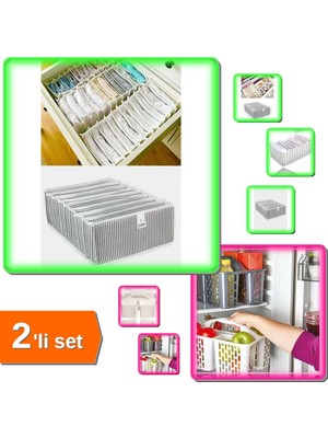 Hereveoyuncak 8 Gözlü L Beden Akordiyon Çekmece Düzenleyici + Buzdolabı Düzenleyici Sepet - Gri - 2li Set X0N4U1