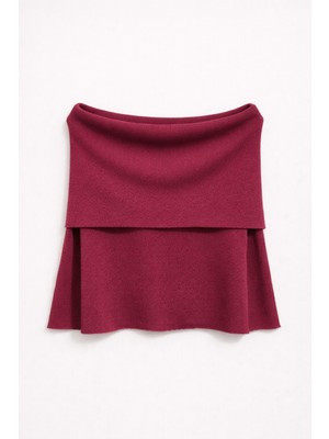 Mixray 7009 Kadın Madonna Yaka Triko Bluz Bordo