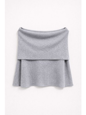 Mixray 7009 Kadın Madonna Yaka Triko Bluz Antrasit