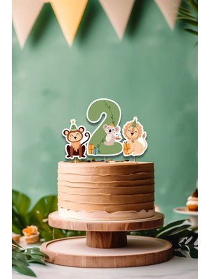 Niksy Design Safari Temalı 2 Yaş 3’lü Pasta Süsü