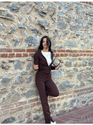 Strength Wear El Geçirmeli Cepli Ispanyol Paça Yırtmaçlı Tayt Hırka Takım