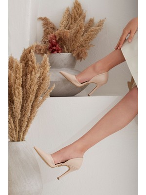 Ayakkabı Prensi Sanja Stiletto Ten Mat 10 cm Kadın Stiletto, Topuklu Ayakkabı