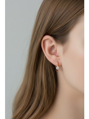 Sacce Scarves & Accessories Tektaş Detaylı Mini Kare Halka Küpe – Zirkon Taşlı Rose Gold