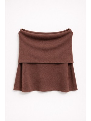 Mixray 7009 Kadın Madonna Yaka Triko Bluz Kahve