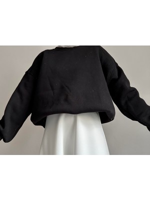 Muennesofi Siyah Şardonlu Uzun Sweatshirt