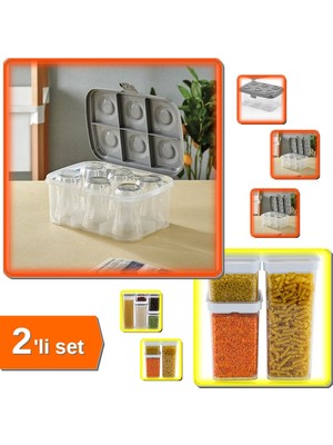Hereveoyuncak Bardak Taşıma Kutusu Şeffaf 6 Bardak + 1 Adet Vakumlu Kare Saklama Kabı 0,50 Lt - 2li Set A2Z8W0